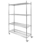 Hroma stiepļu plaukts uz riteņiem 120x60x180 cm 4 plaukti