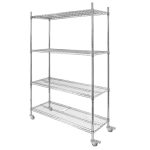 Hroma stiepļu plaukts uz riteņiem 120x45x180 cm 4 plaukti
